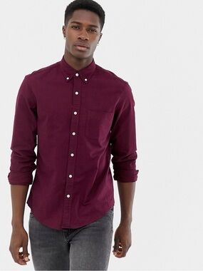 J crew 100% cotton burgundy oxford button down